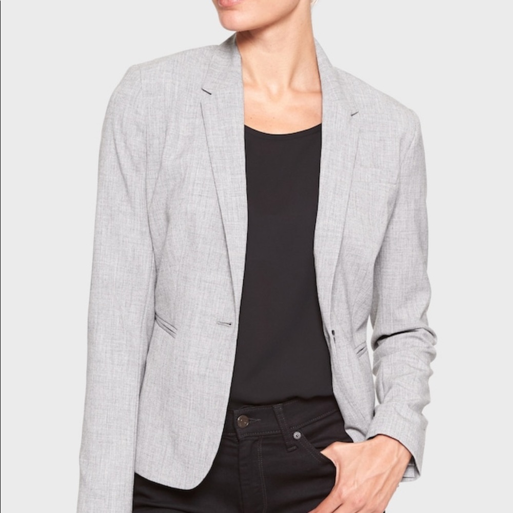 Express Design Studio Light Gray 1 Button Blazer 6 - image 1